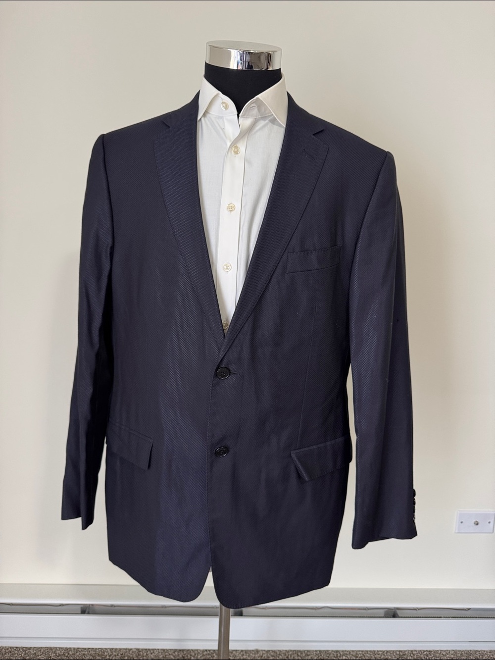 Versace mens 46L blue lightweight textured wool blend 2-button sport coat